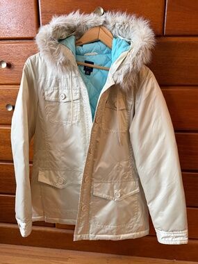 Vintage GAP Down Coat with faux fur hood - medium